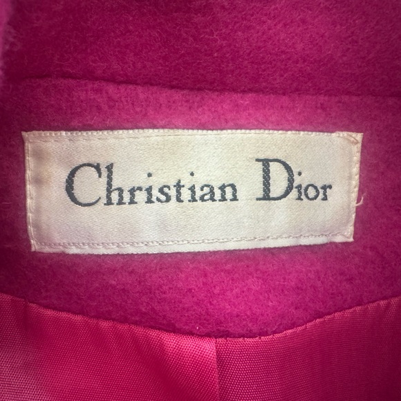 Christian Dior Vintage Size 10 Fuchsia Wool maxi coat with collared scarf. EUC - Picture 14 of 16
